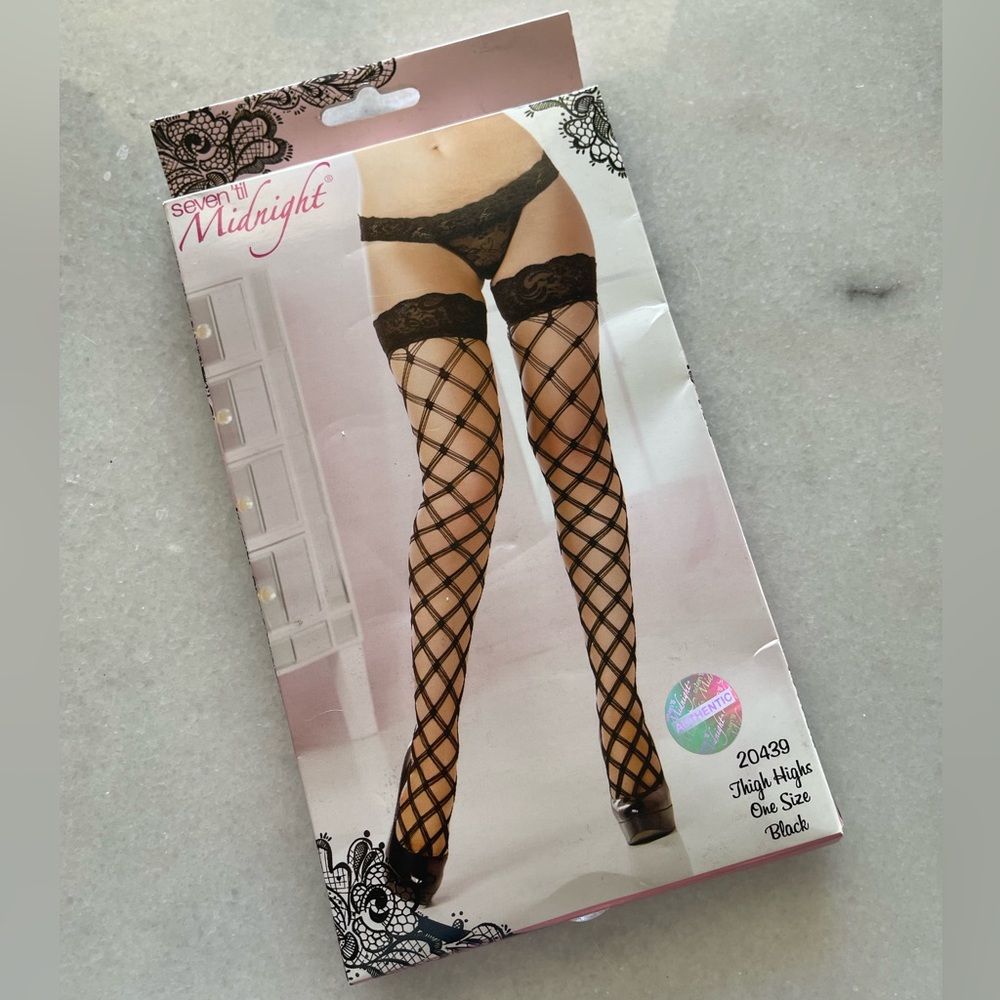 NWT Black thigh highs, OS.